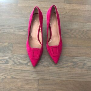 Zara Pink Heels Pointed-Toe Suede